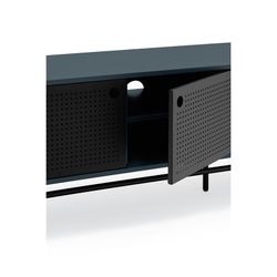 Dark blue and black wood and metal TV stand, 180 x 40 x 52 cm | Punto