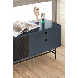 Dark blue and black wood and metal TV stand, 180 x 40 x 52 cm | Punto