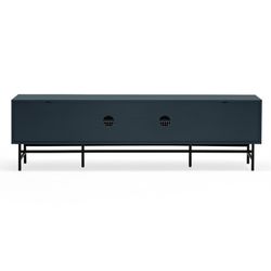 Dark blue and black wood and metal TV stand, 180 x 40 x 52 cm | Punto
