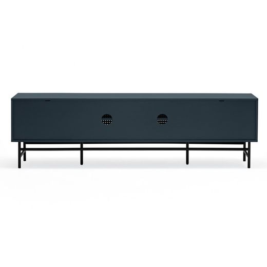 Dark blue and black wood and metal TV stand, 180 x 40 x 52 cm | Punto