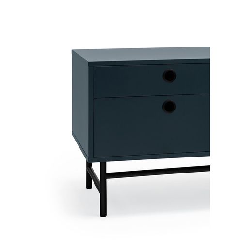 Dark blue and black wood and metal TV stand, 180 x 40 x 52 cm | Punto