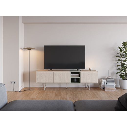 Beige and green wood and metal TV stand, 180 x 40 x 55 cm | Thea