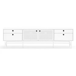 White wood and metal TV stand, 180 x 40 x 52 cm | Punto