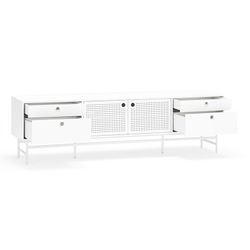 White wood and metal TV stand, 180 x 40 x 52 cm | Punto
