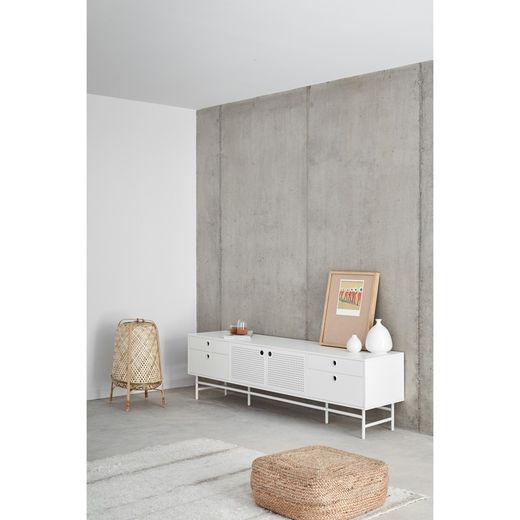 White wood and metal TV stand, 180 x 40 x 52 cm | Punto