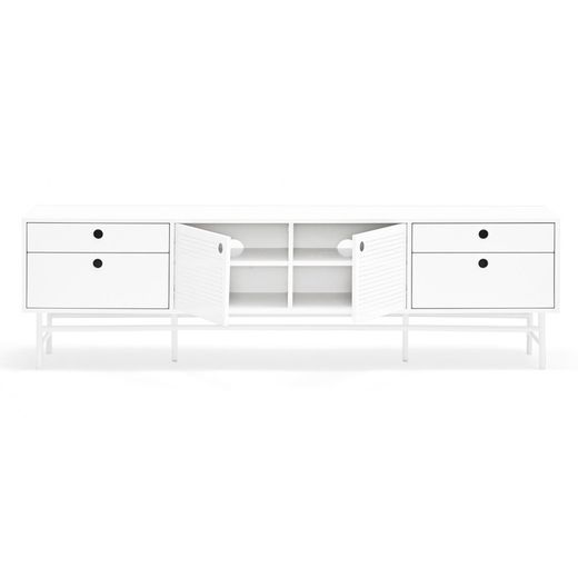 White wood and metal TV stand, 180 x 40 x 52 cm | Punto