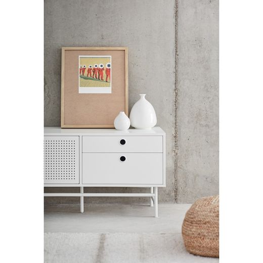 White wood and metal TV stand, 180 x 40 x 52 cm | Punto