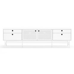 White wood and metal TV stand, 180 x 40 x 52 cm | Punto