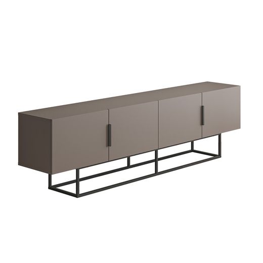 Móvel TV de madeira e metal em mocha e preto, 200 x 35 x 55 cm | Titã