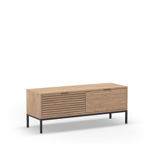 Mueble TV de madera y metal en color roble, 120 x 40 x 48 cm | Ariel