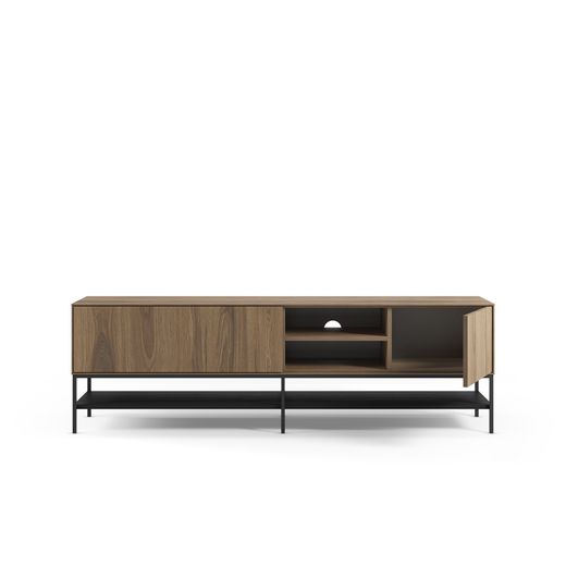 Wooden and metal TV stand in oak color, 180 x 35 x 55 cm | Amira