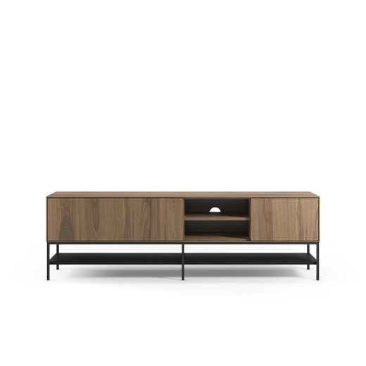 Wooden and metal TV stand in oak color, 180 x 35 x 55 cm | Amira