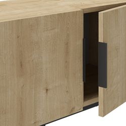 TV cabinet made of wood and metal in natural oak colour, 140 x 35 x 54.7 cm | Titan