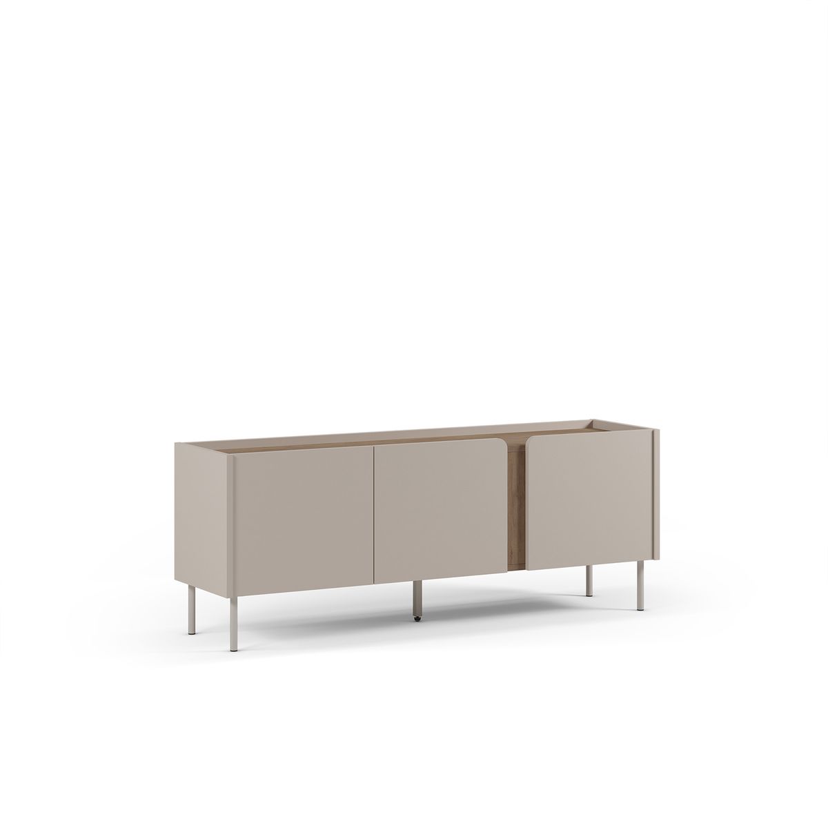 Mueble TV de madera y metal en color roble y crema, 140 x 40,5 x 53 cm | Lucile