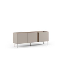 Wooden and metal TV unit in oak and cream, 140 x 40.5 x 53 cm | Lucile