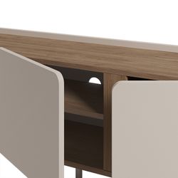 Wooden and metal TV unit in oak and cream, 140 x 40.5 x 53 cm | Lucile