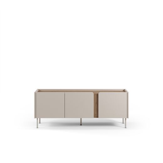 Wooden and metal TV unit in oak and cream, 140 x 40.5 x 53 cm | Lucile
