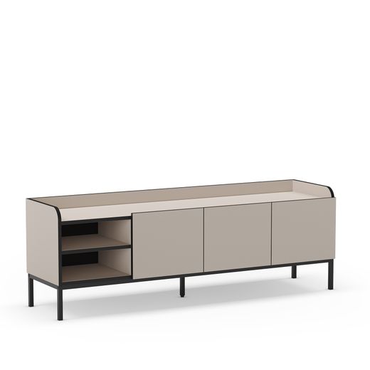 Mueble TV de madera y metal en crema, 160 x 42 x 55 cm | Adara