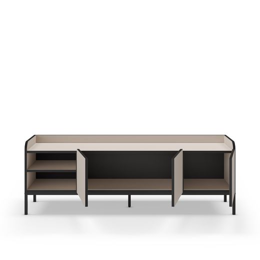 TV stand in wood and metal, cream, 160 x 42 x 55 cm | Adara