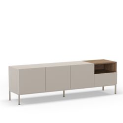 TV stand in wood and metal, cream and oak color, 180 x 42 x 55 cm | Cailin
