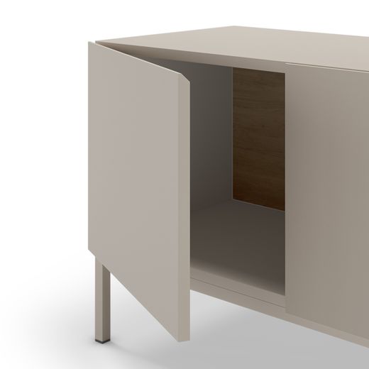 TV stand in wood and metal, cream and oak color, 180 x 42 x 55 cm | Cailin