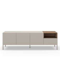 TV stand in wood and metal, cream and oak color, 180 x 42 x 55 cm | Cailin
