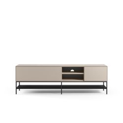 TV stand in wood and metal, cream and black, 180 x 35 x 55 cm | Amira