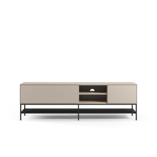 TV stand in wood and metal, cream and black, 180 x 35 x 55 cm | Amira