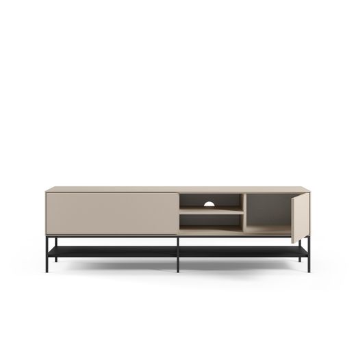 TV stand in wood and metal, cream and black, 180 x 35 x 55 cm | Amira