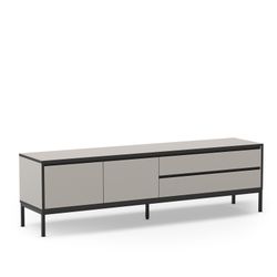 TV stand in wood and metal in gray and black, 180 x 40 x 55 cm | Lorenza
