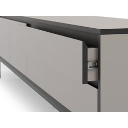 TV stand in wood and metal in gray and black, 180 x 40 x 55 cm | Lorenza