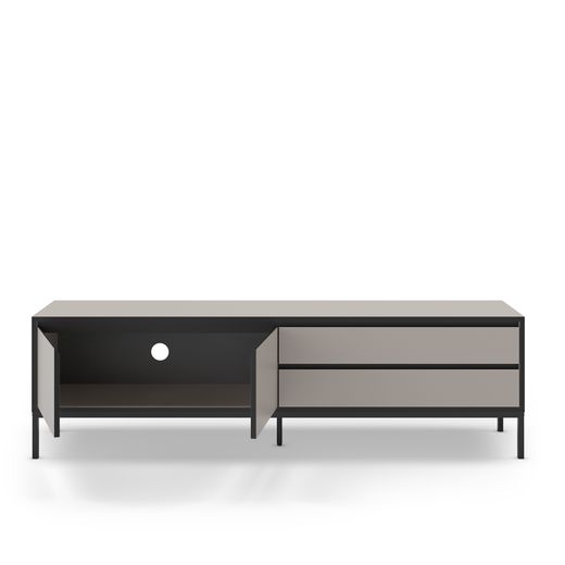 TV stand in wood and metal in gray and black, 180 x 40 x 55 cm | Lorenza