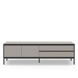 TV stand in wood and metal in gray and black, 180 x 40 x 55 cm | Lorenza