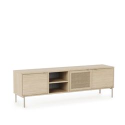 Natural wood and metal TV stand, 164 x 35 x 50 cm | Inti