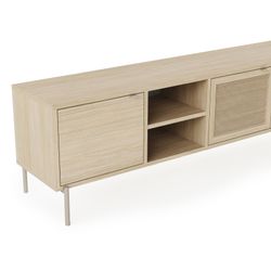 Natural wood and metal TV stand, 164 x 35 x 50 cm | Inti