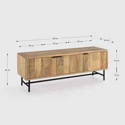 TV-Schrank aus Holz und Metall in Natur und Schwarz, 145 x 40 x 50 cm | Mundra