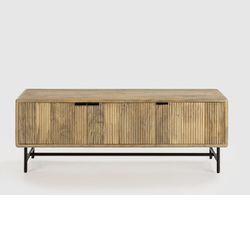 TV-Schrank aus Holz und Metall in Natur und Schwarz, 145 x 40 x 50 cm | Mundra