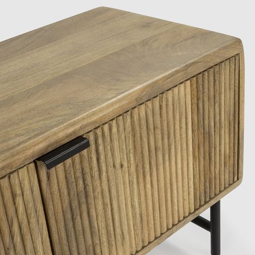 TV-Schrank aus Holz und Metall in Natur und Schwarz, 145 x 40 x 50 cm | Mundra