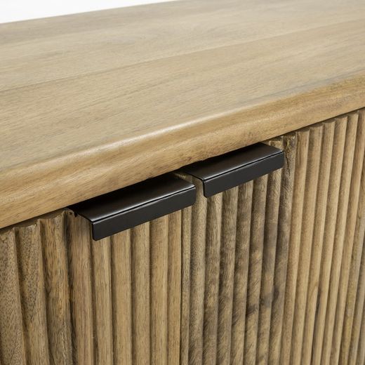 TV-Schrank aus Holz und Metall in Natur und Schwarz, 145 x 40 x 50 cm | Mundra