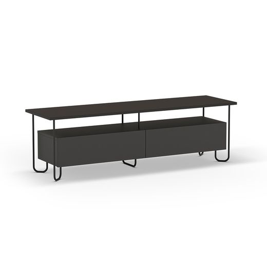 Móvel TV preto de madeira e metal, 150 x 42 x 45 cm | Dilly