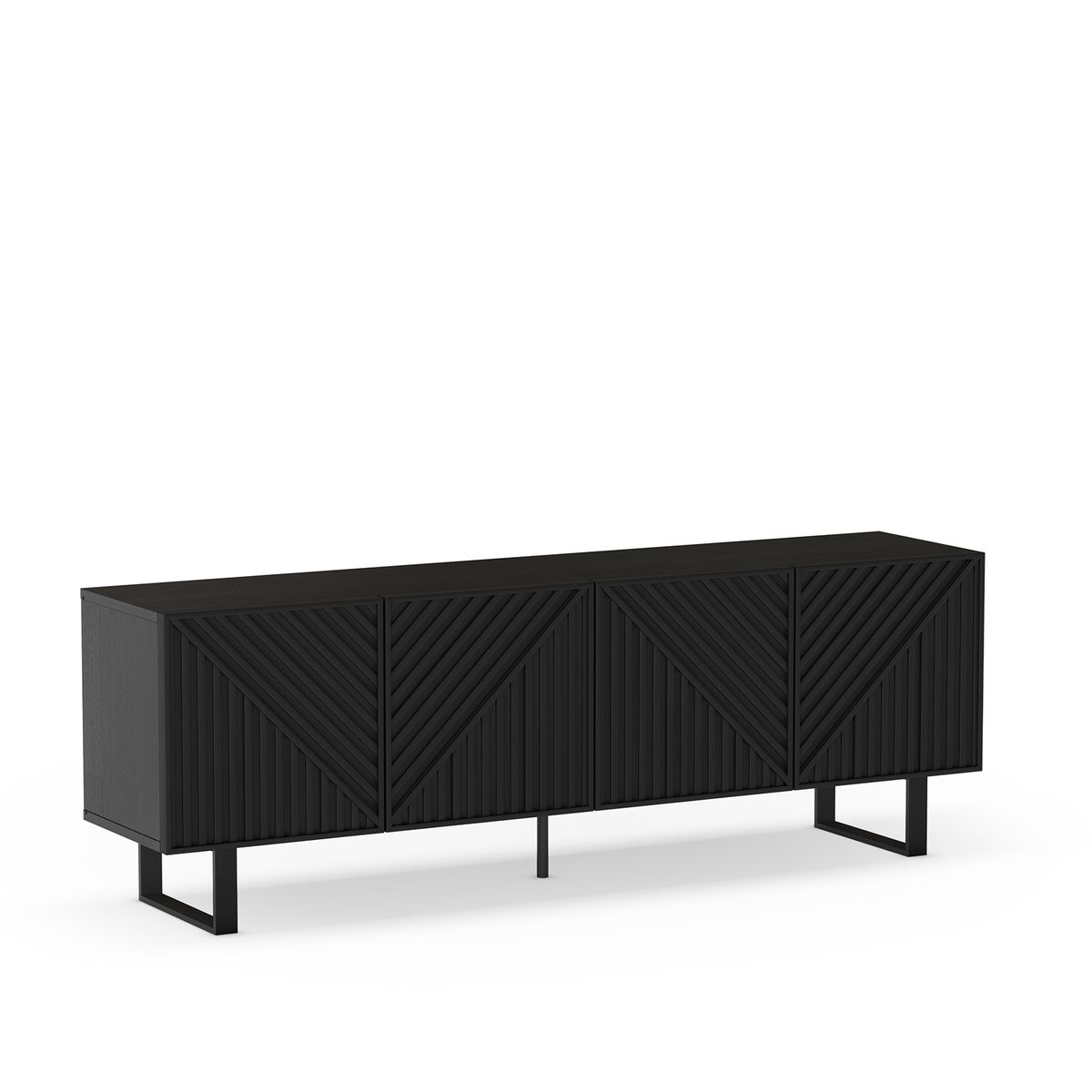 Mueble TV de madera y metal en negro, 161,2 x 35 x 55 cm | Peta