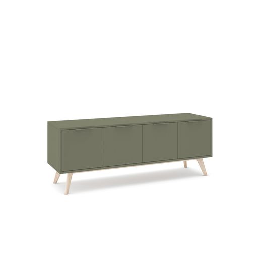 Mueble TV de madera en verde, 140 x 40 x 53 cm | Campus