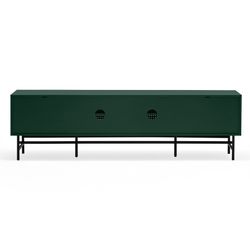Dark green and black wood and metal TV stand, 180 x 40 x 52 cm | Punto