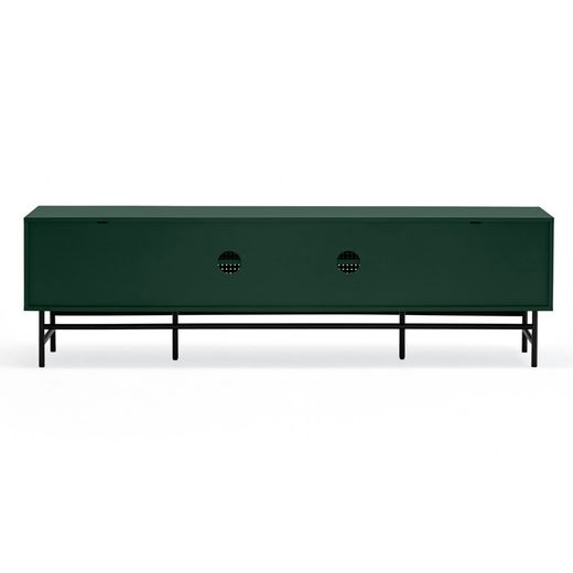 Dark green and black wood and metal TV stand, 180 x 40 x 52 cm | Punto
