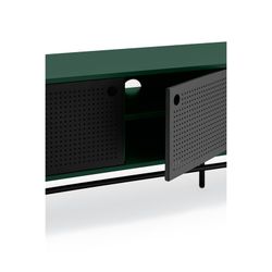 Dark green and black wood and metal TV stand, 180 x 40 x 52 cm | Punto