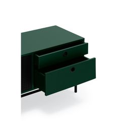 Dark green and black wood and metal TV stand, 180 x 40 x 52 cm | Punto