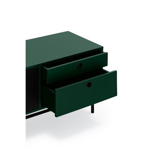 Dark green and black wood and metal TV stand, 180 x 40 x 52 cm | Punto