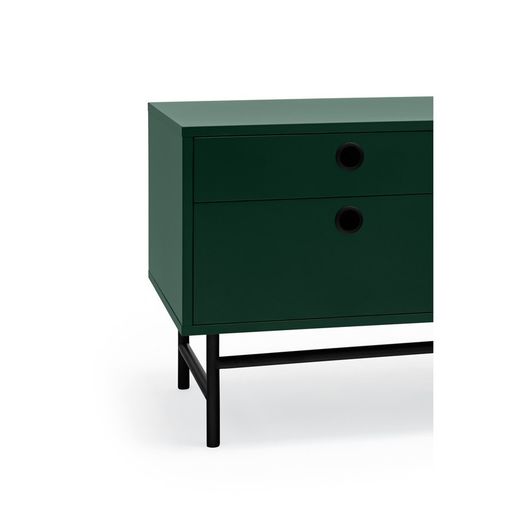 Dark green and black wood and metal TV stand, 180 x 40 x 52 cm | Punto