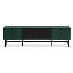Dark green and black wood and metal TV stand, 180 x 40 x 52 cm | Punto