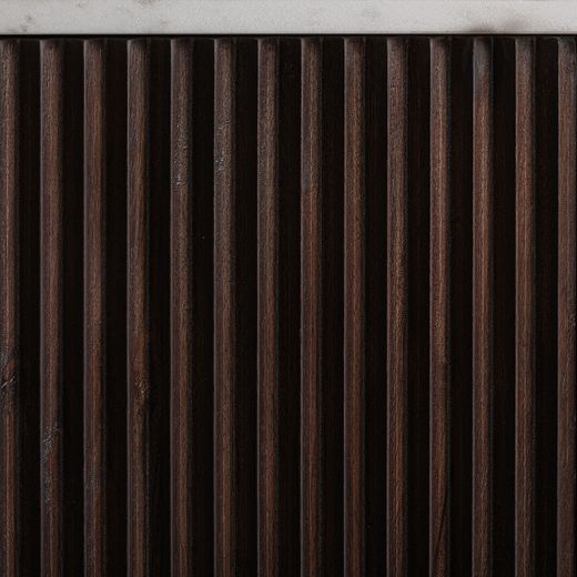 Mueble TV de madera y piedra en marrón, 200 x 40 x 50 cm | Cenves